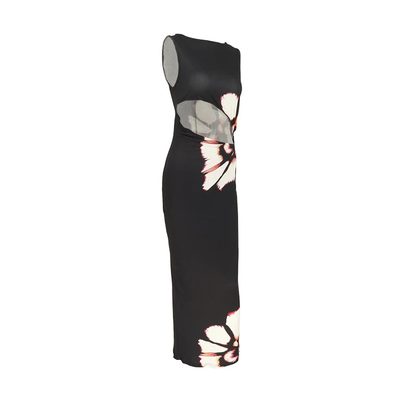 Robe Longue Élégance Nocturne Découpe Artistique