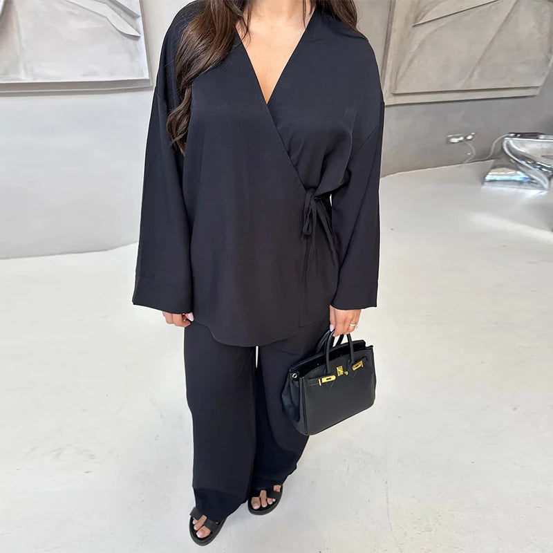 Ensemble Femme Lin 2 Pièces Kimono Ceinturé NARA