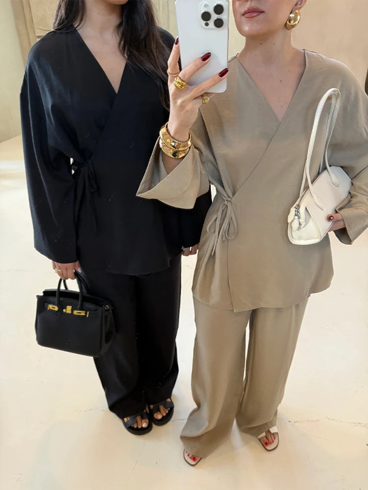 Ensemble Femme Lin 2 Pièces Kimono Ceinturé NARA