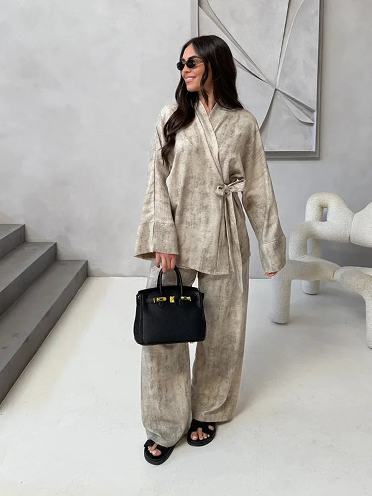 Ensemble Femme Lin Style Kimono 2 Pièces KYOTO