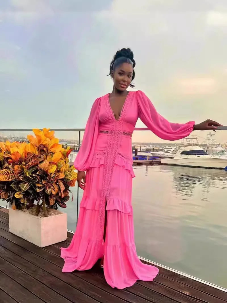 SELMA – Robe Longue Élégante Pastel Été