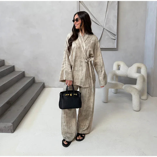 Ensemble Femme Lin Style Kimono 2 Pièces KYOTO