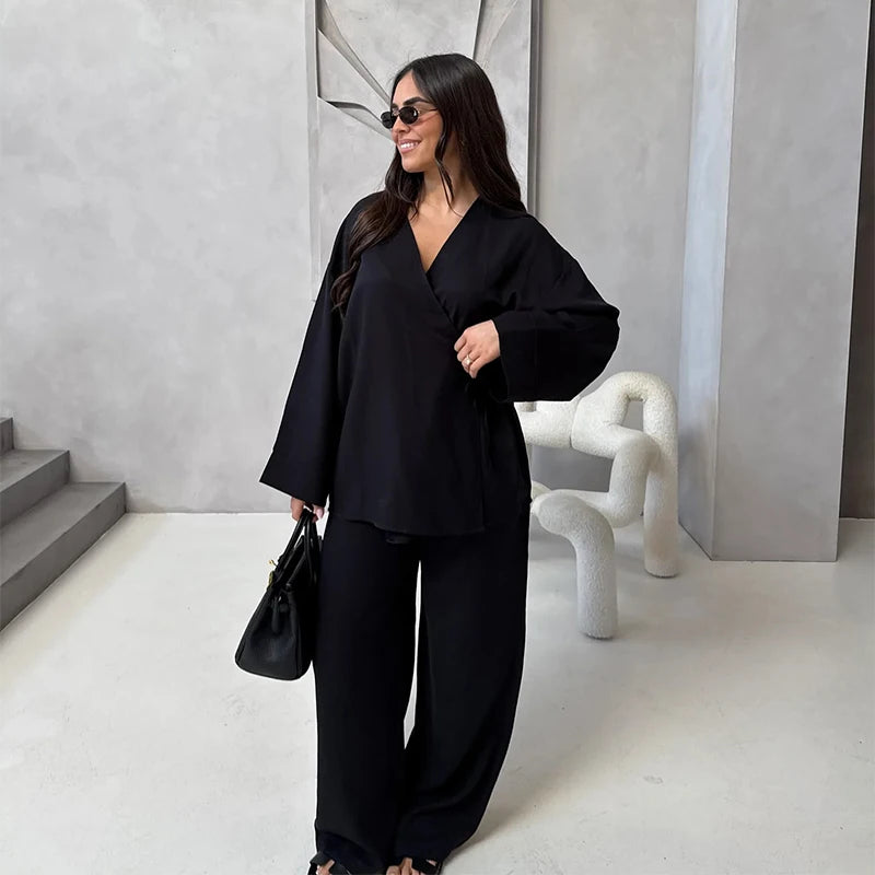 Ensemble Femme Lin 2 Pièces Kimono Ceinturé NARA