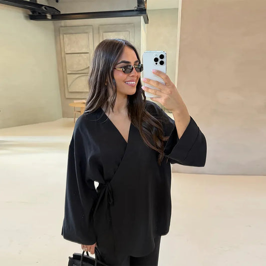 Ensemble Femme Lin 2 Pièces Kimono Ceinturé NARA