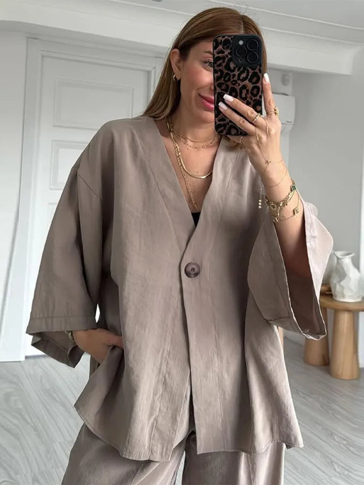 Ensemble Femme Lin & Coton – Décontracté Chic BROWNIES
