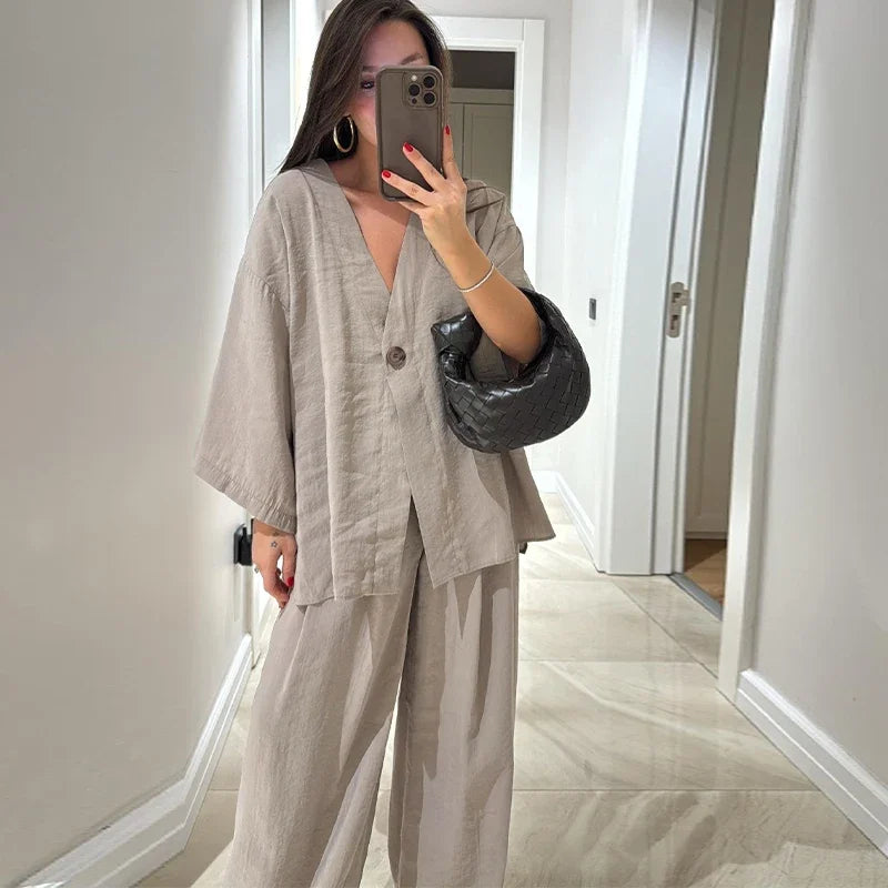 Ensemble Femme Lin & Coton – Décontracté Chic BROWNIES