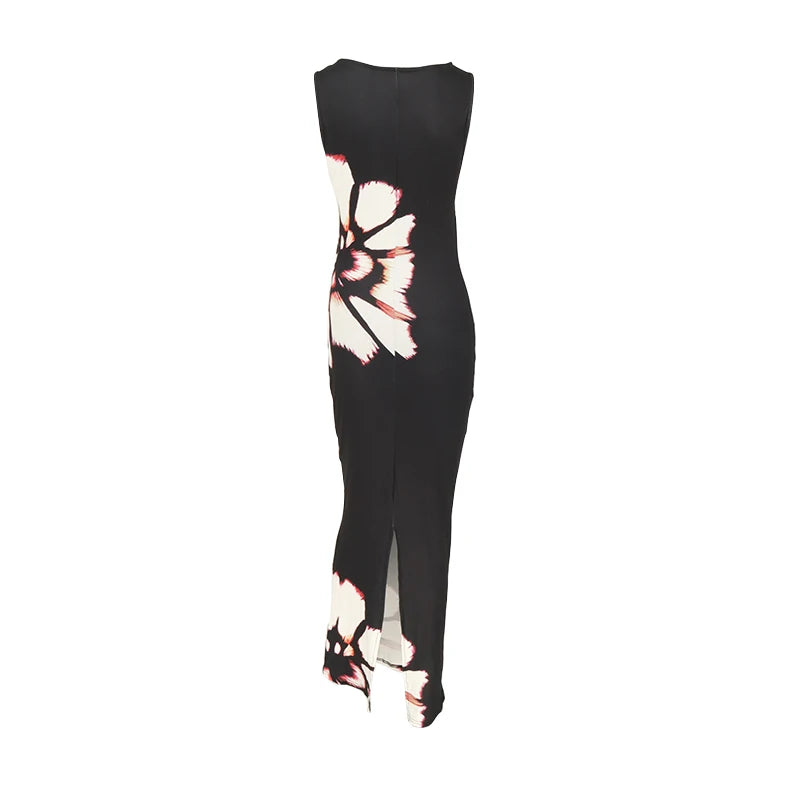 Robe Longue Élégance Nocturne Découpe Artistique