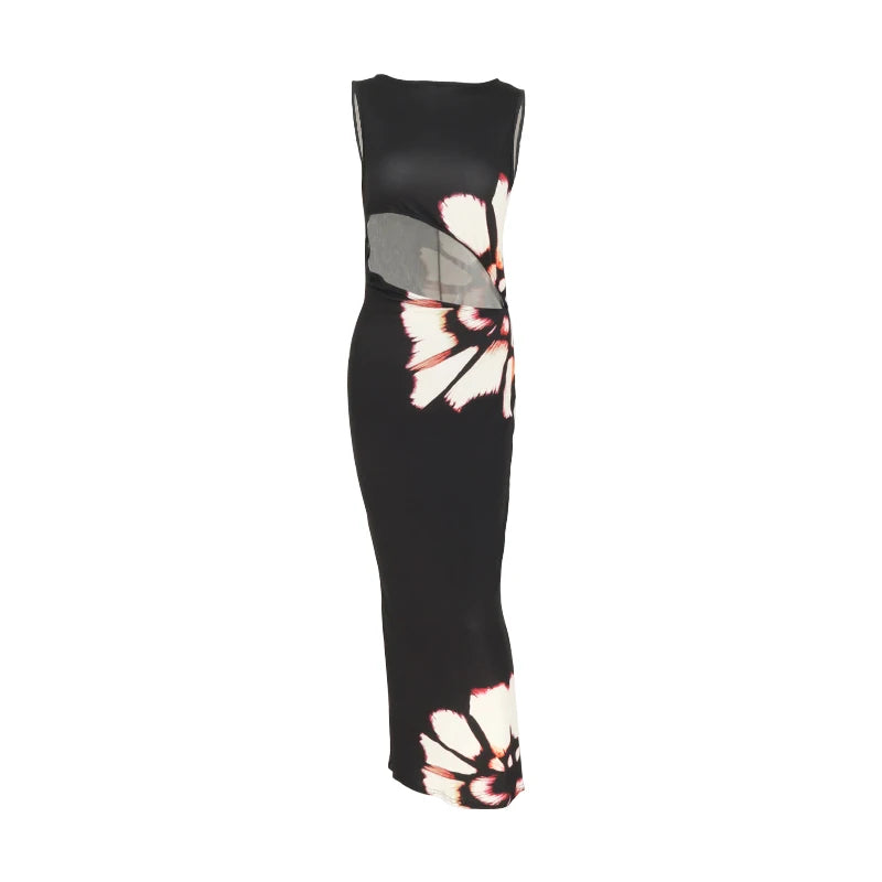 Robe Longue Élégance Nocturne Découpe Artistique