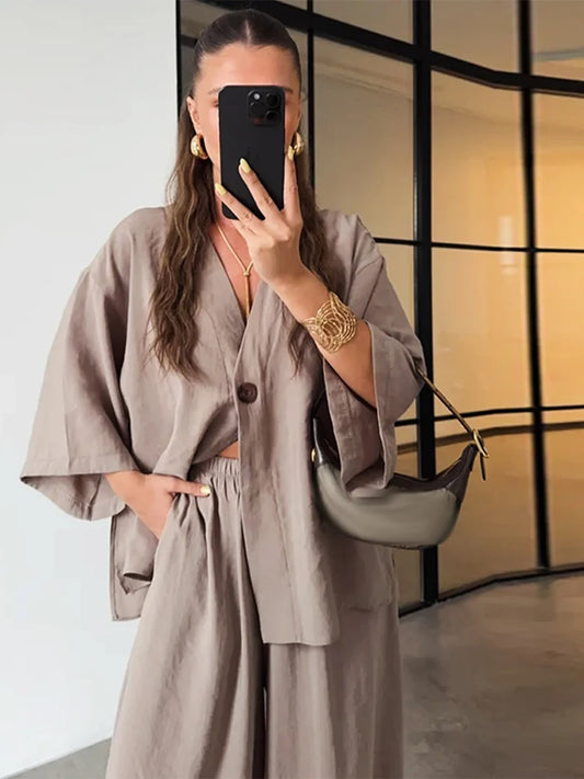 Ensemble Femme Lin & Coton – Décontracté Chic BROWNIES