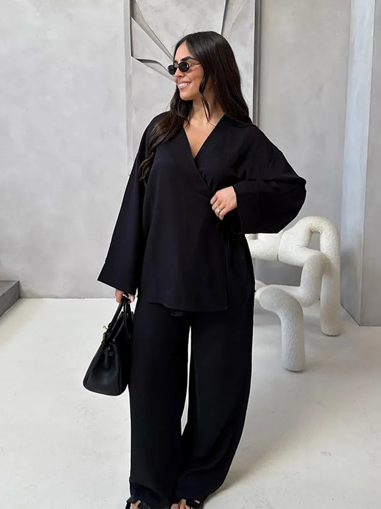 Ensemble Femme Lin 2 Pièces Kimono Ceinturé NARA