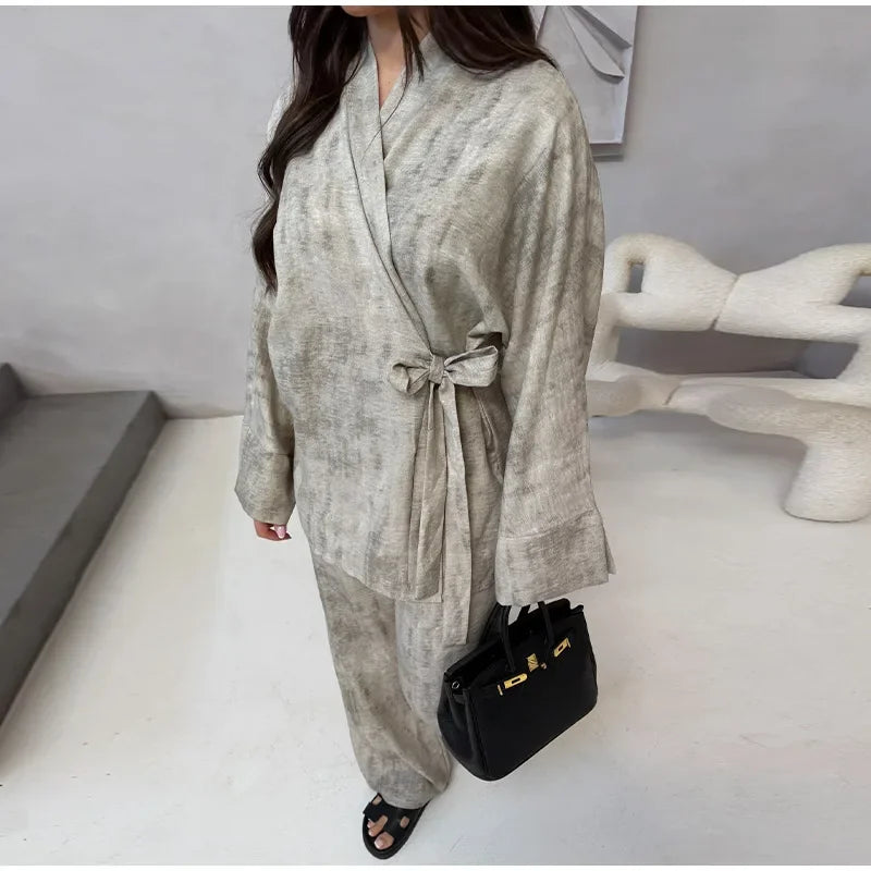 Ensemble Femme Lin Style Kimono 2 Pièces KYOTO
