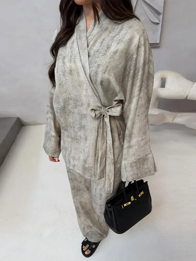 Ensemble Femme Lin Style Kimono 2 Pièces KYOTO