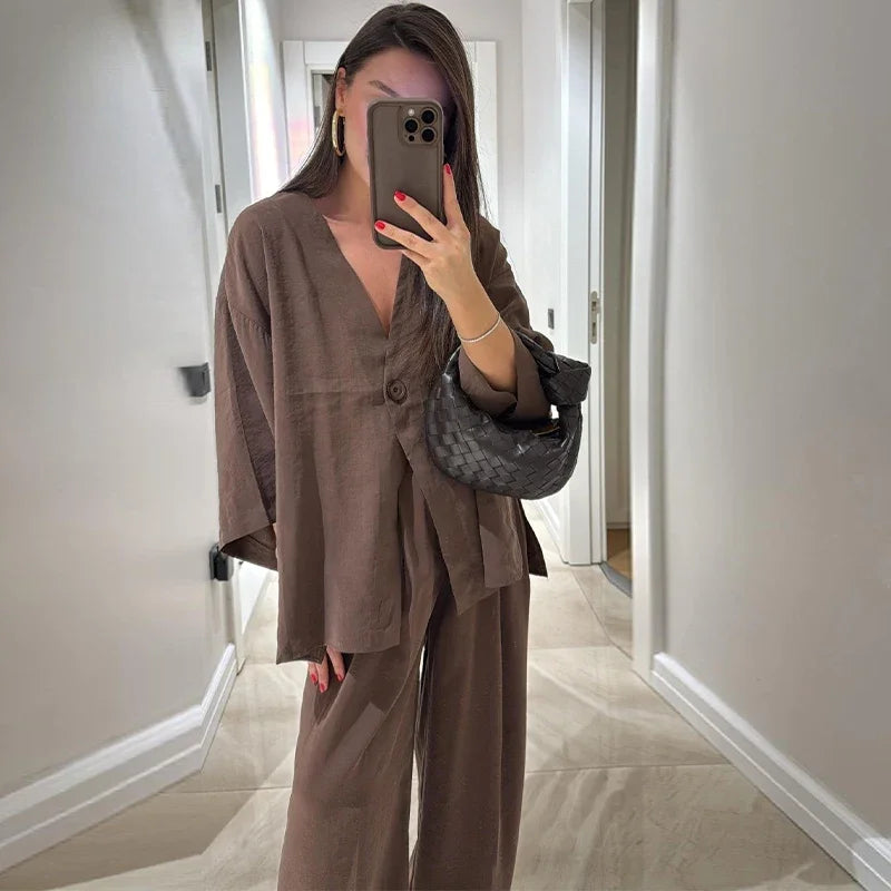 Ensemble Femme Lin & Coton – Décontracté Chic BROWNIES