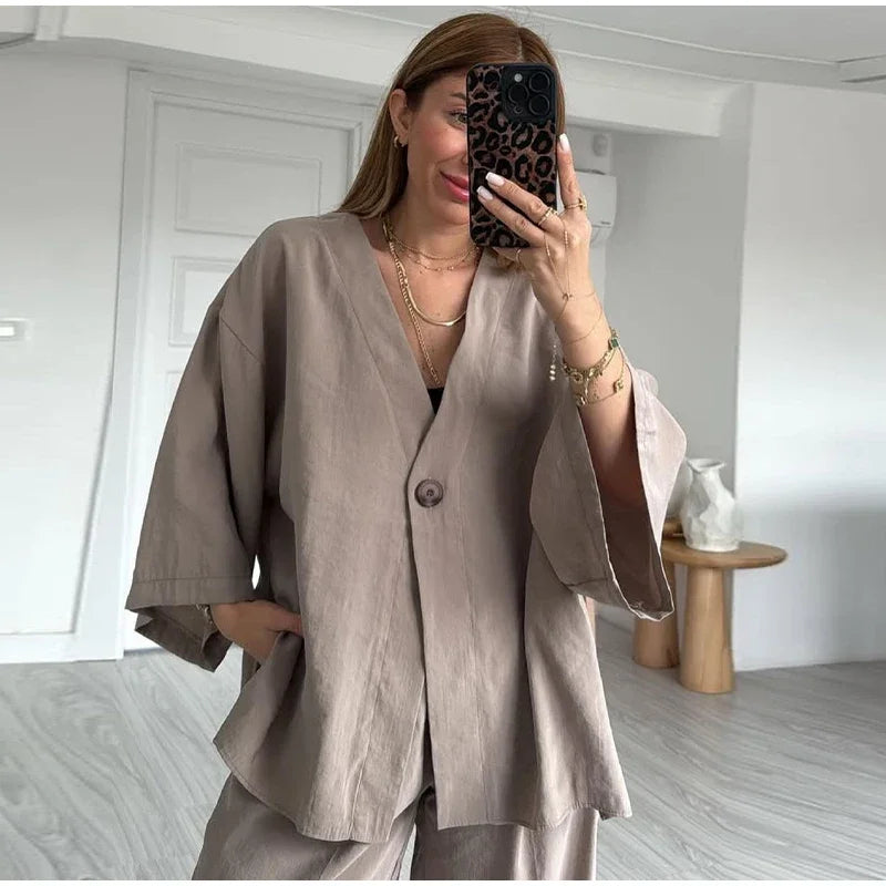 Ensemble Femme Lin & Coton – Décontracté Chic BROWNIES